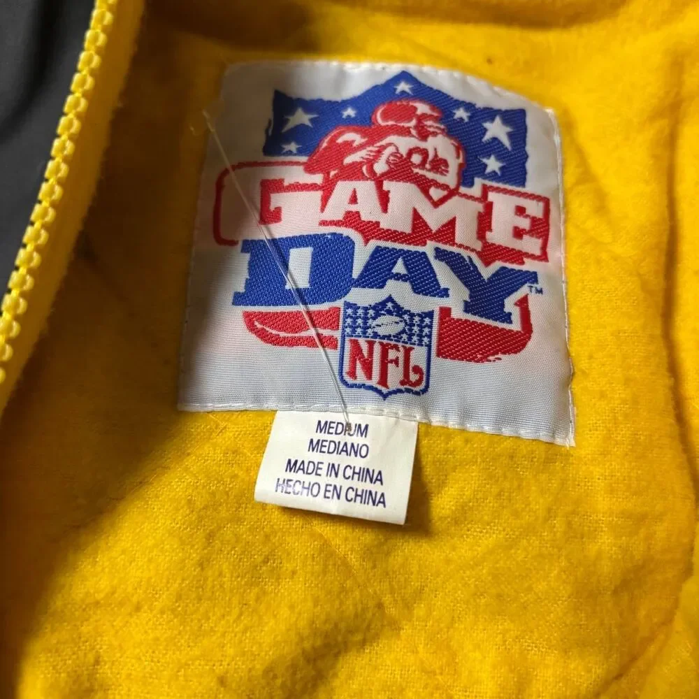 Gameday Raincoat Mens Black Yellow Medium Pittsburgh Steelers 90s Big Logo